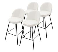 ML-Design 4x Taburetes de Bar Beige con Tapizado de Tela, 75cm de Altura, Sillas con Estructura Metálica, Asientos de Cocina con Respaldo y Reposapíes, Sillones de barra, Mueble de Mostrador de Bistro