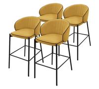 ML-Design 4x Taburetes de Bar Mostaza con Tapizado de Tela 76cm de Altura Sillas con Estructura Metálica, Asientos de Cocina con Respaldo y Reposapíes, Sillones de barra, Mueble de Mostrador de Bistro