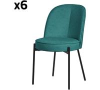 ML-Design 6x Sillas de comedor redondas azul petrol poliéster con patas de metal