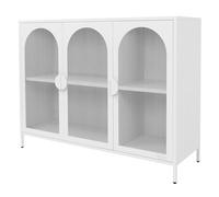 ML-Design Aparador con 4 Compartimentos/Estantes y 3 Puertas 120 x 93 x 40 cm Metal Blanco, Vitrina con Patas Ajustables, Cómoda Armario de Almacenamiento Mueble Bajo Decorativo de Salón