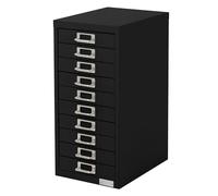 ML-Design Archivador con 10 Cajones, 28x38x60 cm Acero Negro Armario Independiente Auxiliar de Oficinas con Portaetiquetas Cajonera Metálica para DIN A4 Mueble para Almacenamiento Documentos