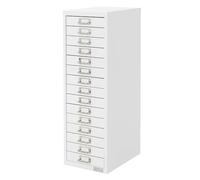 ML-Design Archivador con 15 Cajones, 28x38x87cm Acero Blanco Armario Independiente Auxiliar de Oficinas con Portaetiquetas Cajonera Metálica para DIN A4 Mueble para Almacenamiento Documentos