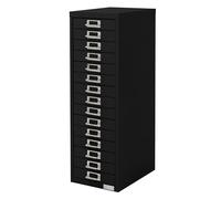 ML-Design Archivador con 15 Cajones, 28x38x87cm Acero Negro Armario Independiente Auxiliar de Oficinas con Portaetiquetas Cajonera Metálica para DIN A4 Mueble para Almacenamiento Documentos