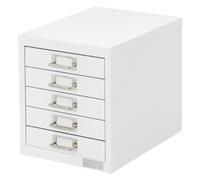 ML-Design Archivador con 5 Cajones, 28x38x33 cm Acero Blanco Armario Independiente Auxiliar de Oficinas con Portaetiquetas Cajonera Metálica para DIN A4 Mueble para Almacenamiento Documentos