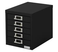 ML-Design Archivador con 5 Cajones, 28x38x33 cm Acero Negro Armario Independiente Auxiliar de Oficinas con Portaetiquetas Cajonera Metálica para DIN A4 Mueble para Almacenamiento Documentos