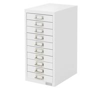 ML-Design Archivador de Oficina 28x38x60cm Acero Blanco Armario Independiente con 10 Cajones para DIN A4 con Portaetiquetas, Clasificador Auxiliar Metálico Mueble Fichero para Archivo de Documentos