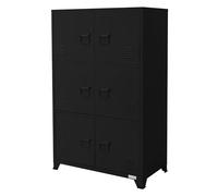 ML-Design Archivador de Oficina 75x40x120,5cm Acero Negro, Armario Independiente con 4 Patas Mesita Auxiliar Metálica con 6 Puertas y 3 Compartimentos Mueble para Almacenamiento Archivo de Documentos