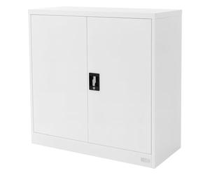ML-Design Archivador de Oficina 90x40x90cm Acero Blanco Armario Independiente con Auxiliar Metálica con 2 Puertas y 2 Estantes Regulables en Altura Mueble para Almacenamiento Documentos