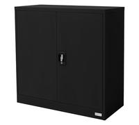 ML-Design Archivador de Oficina 90x40x90cm Acero Negro Armario Independiente Auxiliar Metálica con 2 Puertas y 2 Estantes Regulables en Altura Mueble para Almacenamiento Documentos