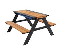ML-Design Asientos y Mesa de Camping 2en1 Madera Maciza Juego de Arena y Agua para Niños Marrón Natural con Encimera Extraíble Mueble de Jardín Incluye 2 Cubetas para Actividades de Interior/Exterior
