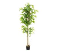 ML-Design Bambú Artificial 210 cm Decorativo, Planta Grande Estilo Oriental Falsa Tronco Hojas y Maceta de Plástico, para Interior y Exterior, Árbol Ornamental Realista para Salón Oficina o Recepción