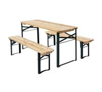 ML-Design Banco de Picnic para Niños Natural/Verde Mesa de Camping con 3 Piezas de Madera Maciza y Metal Juego de Asientos Mueble de Jardín para Actividades y Fiestas Infantiles de Interior/Exterior