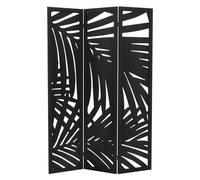 ML-Design Biombo Divisorio de 3 Paneles Modelo Sapporo de Madera Color Negro 170 x 121 cm Separador de Ambientes Plegable para Interiores, Mampara Independiente para Vestuarios, Pantalla de Privacidad