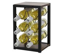 ML-Design Botellero para 6 Botellas 24x21x37,5 cm Vintage Soporte Organizador de Madera y Metal para Vino Despensa Pequeña Armario para Bebidas Decoración Tipo Bar para Hogar, Bodegas y Cocina