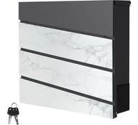 ML-Design Buzón cartas acero antracita óptica mármol blanco 37x36,5cm