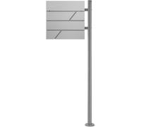 ML-Design Buzón de correos de acero gris claro + soporte plateado