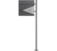 ML-Design Buzón para cartas de acero + soporte lateral plateado