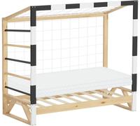 ML-Design Cama infantil 70x140cm + colchón, de madera portería fútbol y escalera