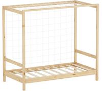 ML-Design Cama Infantil con Portería de Fútbol 80 x 160 cm de Madera de Pino Color Natural, Cuna Individual para Niño con Somier de Láminas y Red, Litera Maciza Juvenil con Puerta de Juego y Deporte