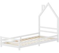 ML-Design Cama infantil 90 x 200 cm de madera blanca forma de casita tipi juego