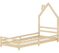 ML-Design Cama infantil 90 x 200 cm de madera natural forma de casita tipi juego