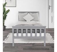 ML-Design Cama Infantil 90x200 cm con Somier Estructura con Listones y Cabecero Pies Robustos de Madera de Pino Macizo Color Gris Claro Nido Individual y Mobiliario para Niños y Adolescentes