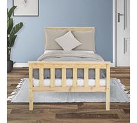 ML-Design Cama Infantil 90x200 cm con Somier Estructura con Listones y Cabecero Pies Robustos de Madera de Pino Macizo Color Natural Nido Individual y Mobiliario para Niños y Adolescentes