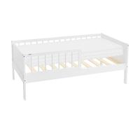 ML-Design Cama Infantil Blanca con Colchón De Espuma Fría 70x140cm Madera de Pino Maciza con Somier de Láminas y Anticaída Diseño Creativo Estructura Robusta Mueble de Dormitorio para Niños/Bebés