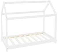 ML-Design Cama infantil casa 80x160cm color blanco con listones madera pino