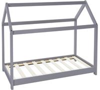 ML-Design Cama infantil casa 80x160cm color gris claro con listones madera pino