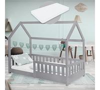 ML-Design Cama infantil gris claro con colchón de espuma fría 80x160 cm