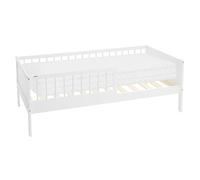 ML-Design Cama Infantil con Colchón 80 x 160 cm de Madera Maciza de Pino Blanca, Lecho Individual para Niños y Niñas con Somier de Láminas y Protección Anticaída Cuna para Habitación Juvenil