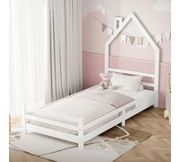 ML-Design Cama infantil 90 x 200 cm de madera blanca forma de casita tipi juego