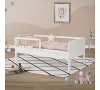 ML-Design Cama infantil 70x140cm color blanco natural con anticaída somier