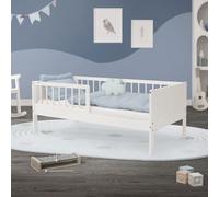 ML-Design Cama infantil tipi 70x140 cm color blanco con anticaída y somier