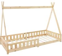 ML-Design Cama infantil tipi anticaída natural en madera 200x90 cm