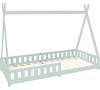 ML-Design Cama infantil tipi anticaída verde menta en madera 200x90 cm