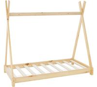 ML-Design Cama infantil tipi 70x140 cm color natural con anticaída y somier