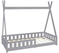ML-Design Cama infantil tipi 80x160 cm color gris claro con anticaída y somier