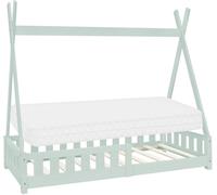 ML-Design Cama infantil tipi verde menta colchón espuma fría 80x160 cm