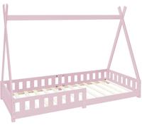 ML-Design Cama infantil tipi 90x200 cm color rosa con anticaída y somier