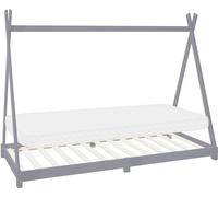 ML-Design Cama infantil tipi 90x200cm gris claro con colchón de espuma y somier