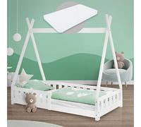 ML-Design Cama infantil tipi blanca con colchón espuma fría 80x160 cm