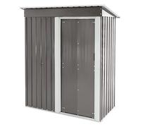 ML-Design Caseta Metálica de Jardín Exterior con Tejado de Penteón 150x184x76 cm Gris Claro Cobertizo de Acero Espacioso Ideal para el Almacenamiento de Herramientas Base Metálica No Incluida