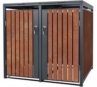 ML-Design Cobertizo de exterior para 2 cubos basura 132x80x116,3cm marrón óxido