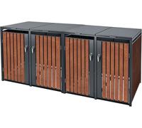 ML-Design Cobertizo de exterior para 4 cubos basura 264x80x116,3cm marrón óxido