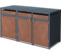 ML-Design Cobertizo para 3 cubos de basura 240l antracita de acero acabado óxido