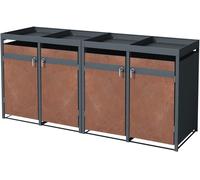 ML-Design Cobertizo para 4 cubos de basura 240l acero antracita acabado óxido