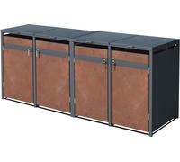 ML-Design Cobertizo para 4 cubos de basura 240l antracita de acero acabado óxido