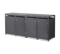 ML-Design Cobertizo para Ocultar 4 Cubos de Basura de hasta 240L Antracita 264x80x120 cm Caseta de Acero para Jardín Exterior Contenedor Resistente a Interperie Caja con Tapa Abatible y Cerradura